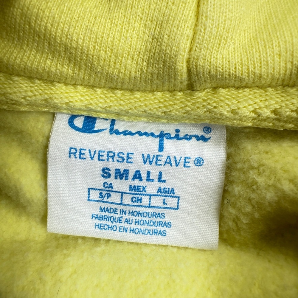 Champion Hoodie Men's S Reverse Weave Yellow Retro Graphic Sporty Street Wear - Picture 4 of 16
